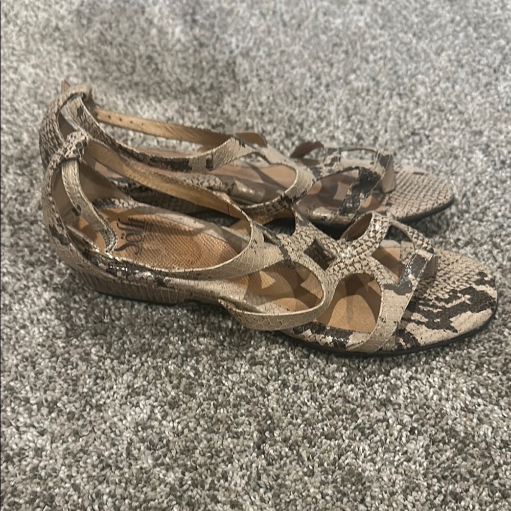 Sofft Neutral Snakeskin Print Strappy Sandals
